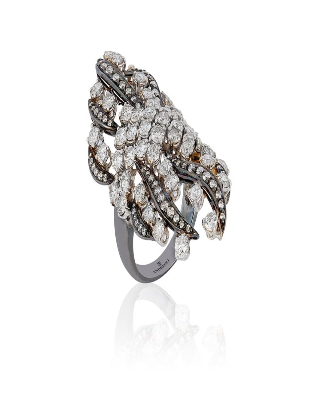 18K White Gold Diamond Statement Ring, 4.90tcw, Size 6.5